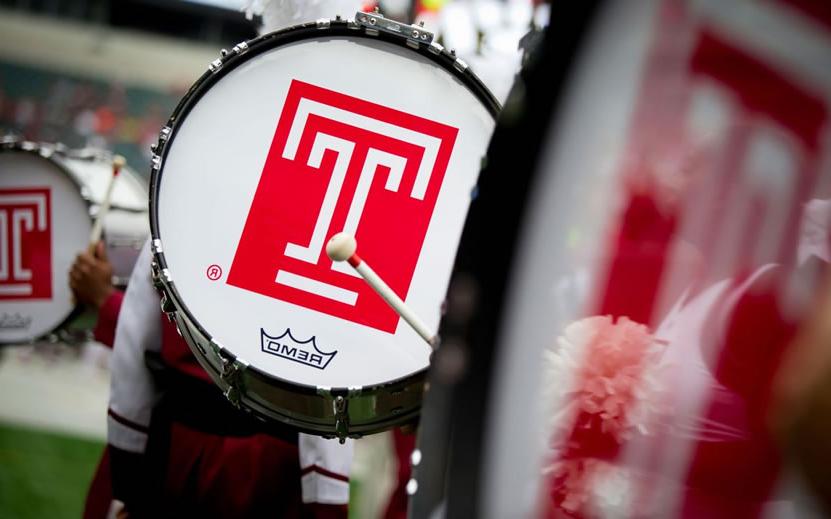 Temple T logo on bass drum